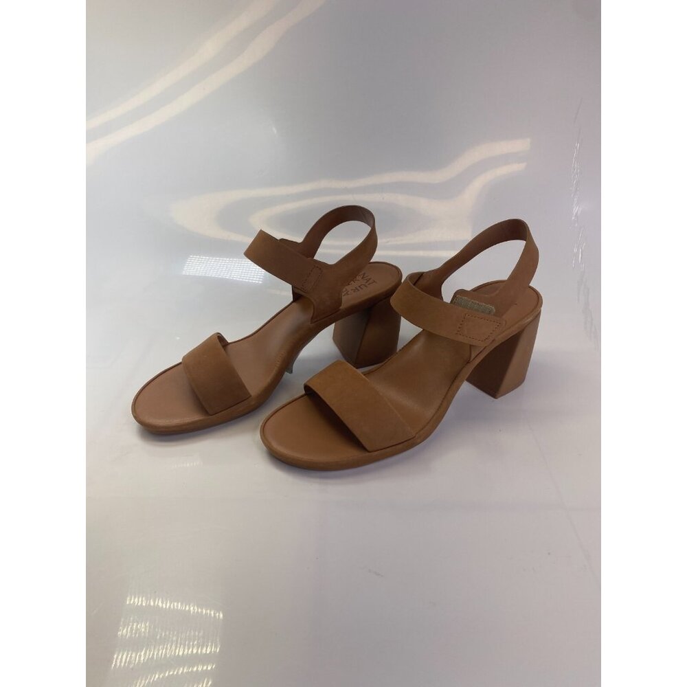Naturalizer Women's Brown Genn Trac Strap Heel Leather Sandal sz 9.5